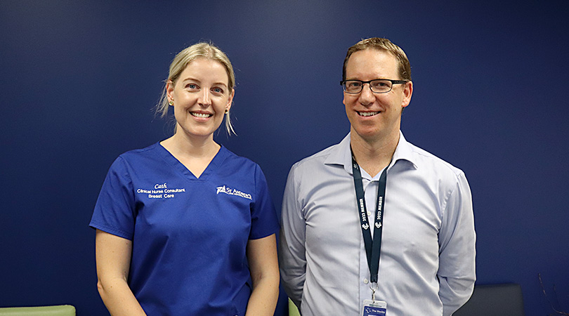 Dr Ben Green standing with Clinical Nurse Consultant Cath